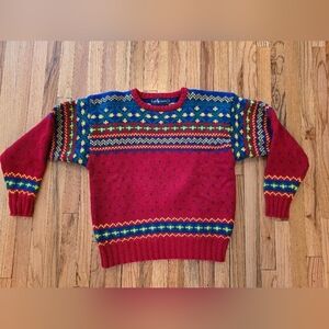 Ralph Lauren Blue Label Vintage 1983 Colorful 100% Wool Sweater Womens L
